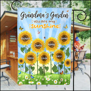 Grandma's garden sunflower custom personalized garden house flag