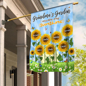Grandma's garden sunflower custom personalized garden house flag