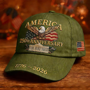 Bald Eagle US Flag America 250th Birthday Baseball Cap