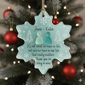 Personalized Sea Glass Friendship Ornament, Snowflake Friendship Keepsake