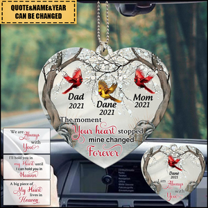 Memorial Cardinals The Moment Your Heart Stopped Mine Changed Forever Personalized Ornament