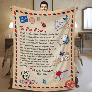 To My Mom - Personalized Giant Post Card Blanket