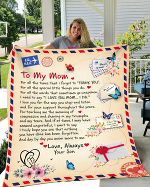 To My Mom - Personalized Giant Post Card Blanket