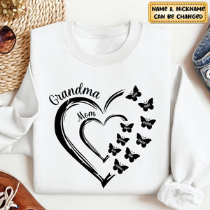 Grandma Mom Heart Butterfly Kids Personalized Sweatshirt