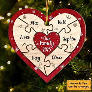 Our Family Puzzle Piece Heart-Personalized Ornament