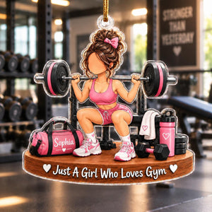 Personalized Gym Girl Christmas Ornament, Weightlifting Gym Keepsake Decor For Her