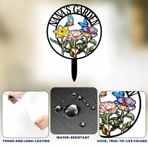 Grandma's Garden Birth Month Flowers - Personalized Metal Garden Stake