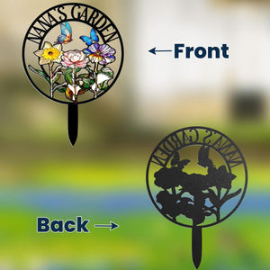 Grandma's Garden Birth Month Flowers - Personalized Metal Garden Stake