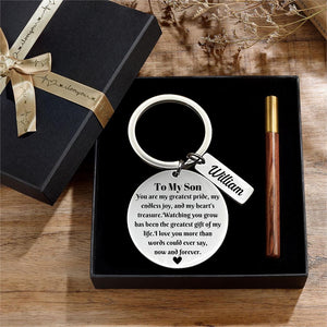 Personalized Custom Name To My Son Keychain - Birthday Gift To Son