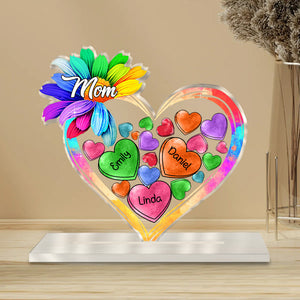 Colorful Sunflower Grandma Mom Kid Personalized Acrylic Plaque