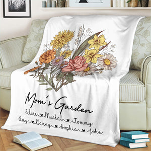 Grandma Mom's Garden Personalized Flower Blanket