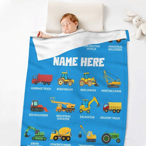 Personalized Construction Baby Blanket - Boys Gift