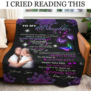Gift For Daughter Blanket, From Mom To My Daughter Butterfly Purple Blanket