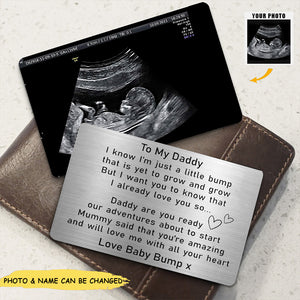 To My Daddy Love Bump - Personalized Photo Aluminum Wallet Card