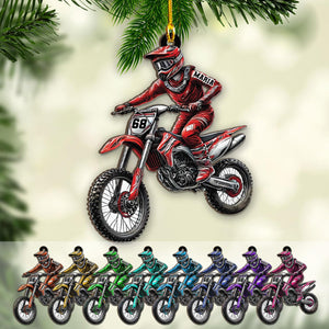 Personalized Woman Motorcyclist Dirt Bike Ornament - Gift for Biker Racer