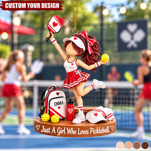 Personalized Pickleball Girl Christmas Ornament, Pickleball Lover Gift For Her