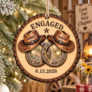 Western Cowboy Couple Ornament, Custom Names and Date