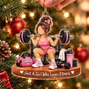 Personalized Gym Girl Christmas Ornament, Weightlifting Gym Keepsake Decor For Her