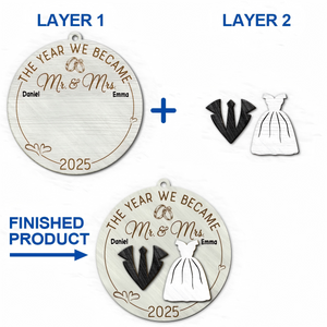 The Year We Became Mr. & Mrs. - Personalized 2-Layered Wooden Ornament