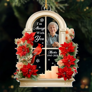 I'm Always With You-Personalized Cardinal and Photo Memorial Ornament
