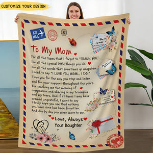 To My Mom - Personalized Giant Post Card Blanket