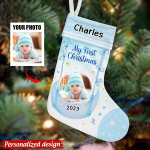Baby Gift My First Christmas Stocking-Upload Photo