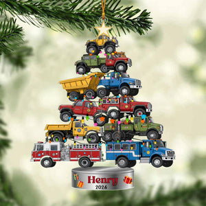 Personalized Trucks Christmas Tree Ornament, Vehicle Holiday Keepsake, Gift For Kids