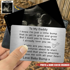 To My Daddy Love Bump - Personalized Photo Aluminum Wallet Card