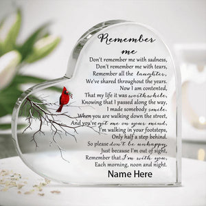 Personalized Memorial Heart Keepsake Remember Me-Personalized Memorial Acrylic Plaque