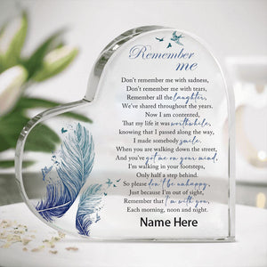 Personalized Memorial Heart Keepsake Remember Me-Personalized Acrylic Plaque