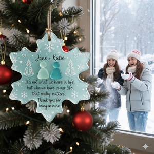 Personalized Sea Glass Friendship Ornament, Snowflake Friendship Keepsake