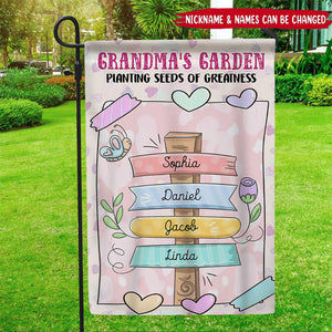Cute Pastel Sign Kids Grandma Mom's Garden Planting Seeds Of Greatness Personalized House Garden Flag