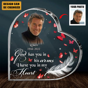 God Has You In His Arms Personalized Memorial Photo Acrylic Plaque