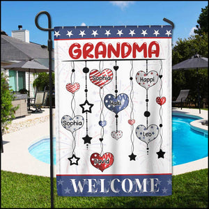 Personalized 4th of july heart welcome Grandma's House Garden - Gift for Nana Mom Auntie Independence day