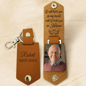 I Will Hold You In My Heart, Personalized Leather Keychain, Memorial Gift
