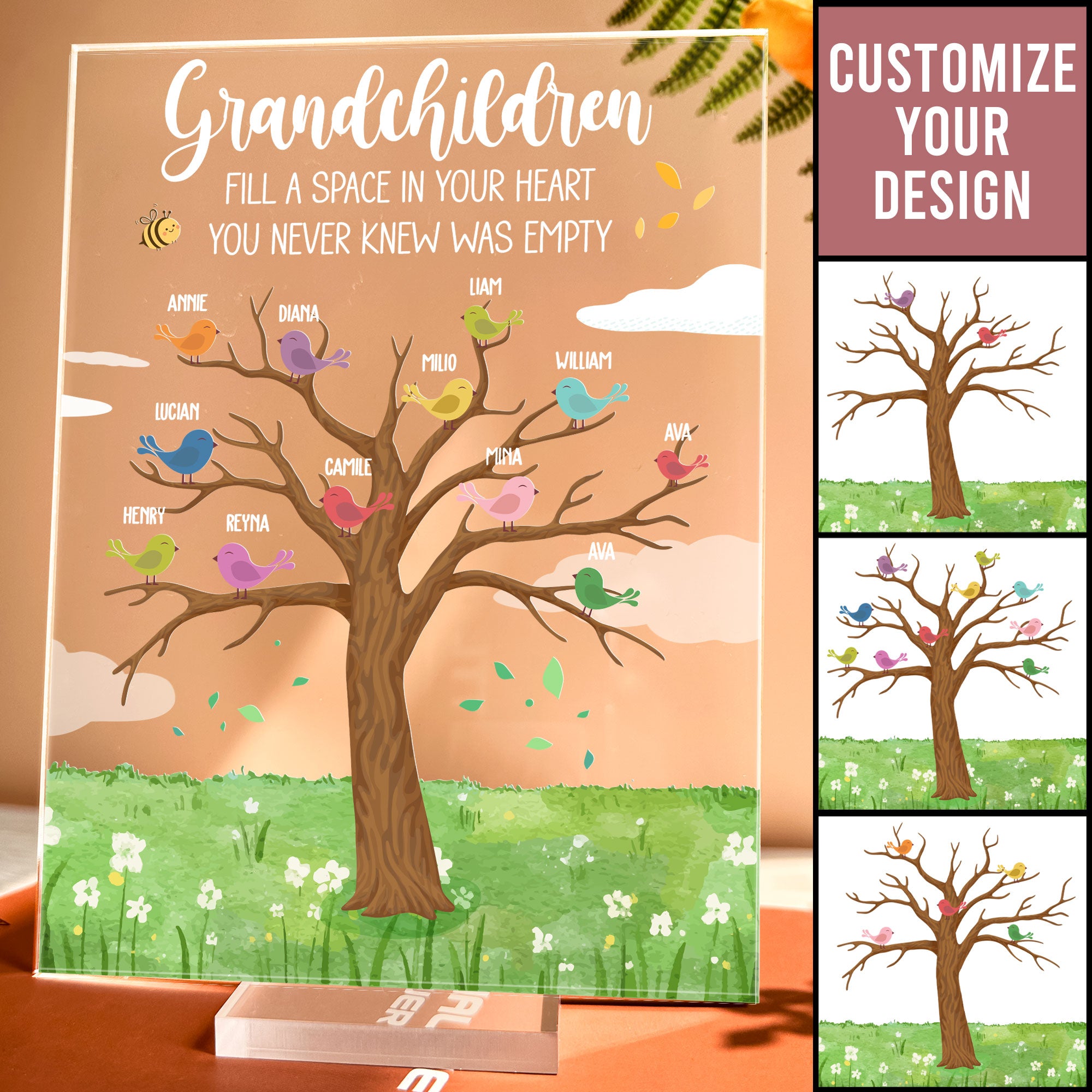 Grandkids Fill A Space In Your Heart - Personalized Acrylic Plaque