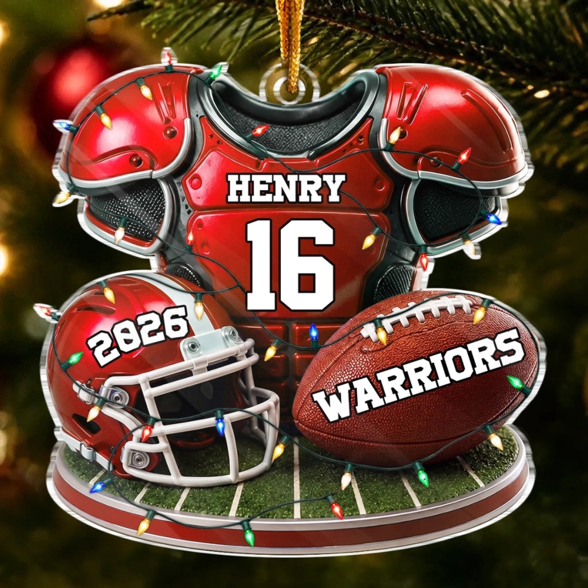 Custom America Football Acrylic Ornament - Personalized Christmas Gifts For America Football Lovers