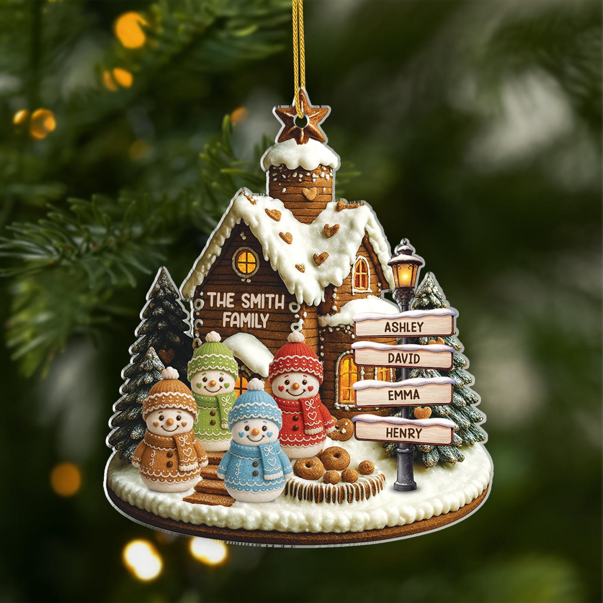 Personalised Acrylic Snowman Family Xmas Ornament
