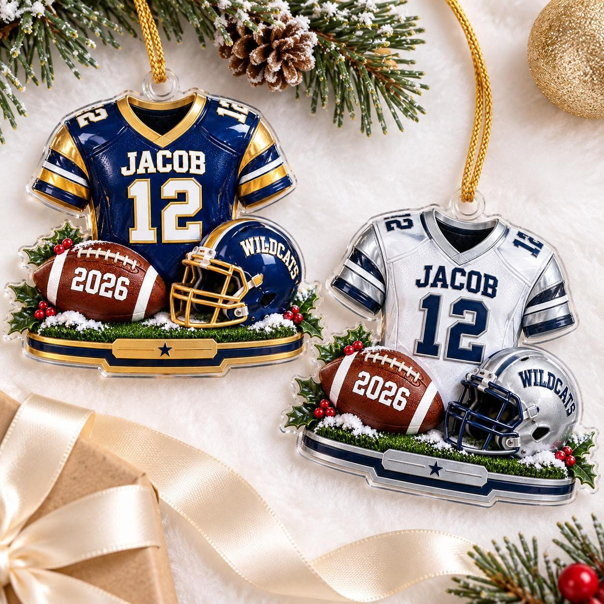 Personalized Football Christmas Ornament 2026, Custom Name Number Helmet Keepsake