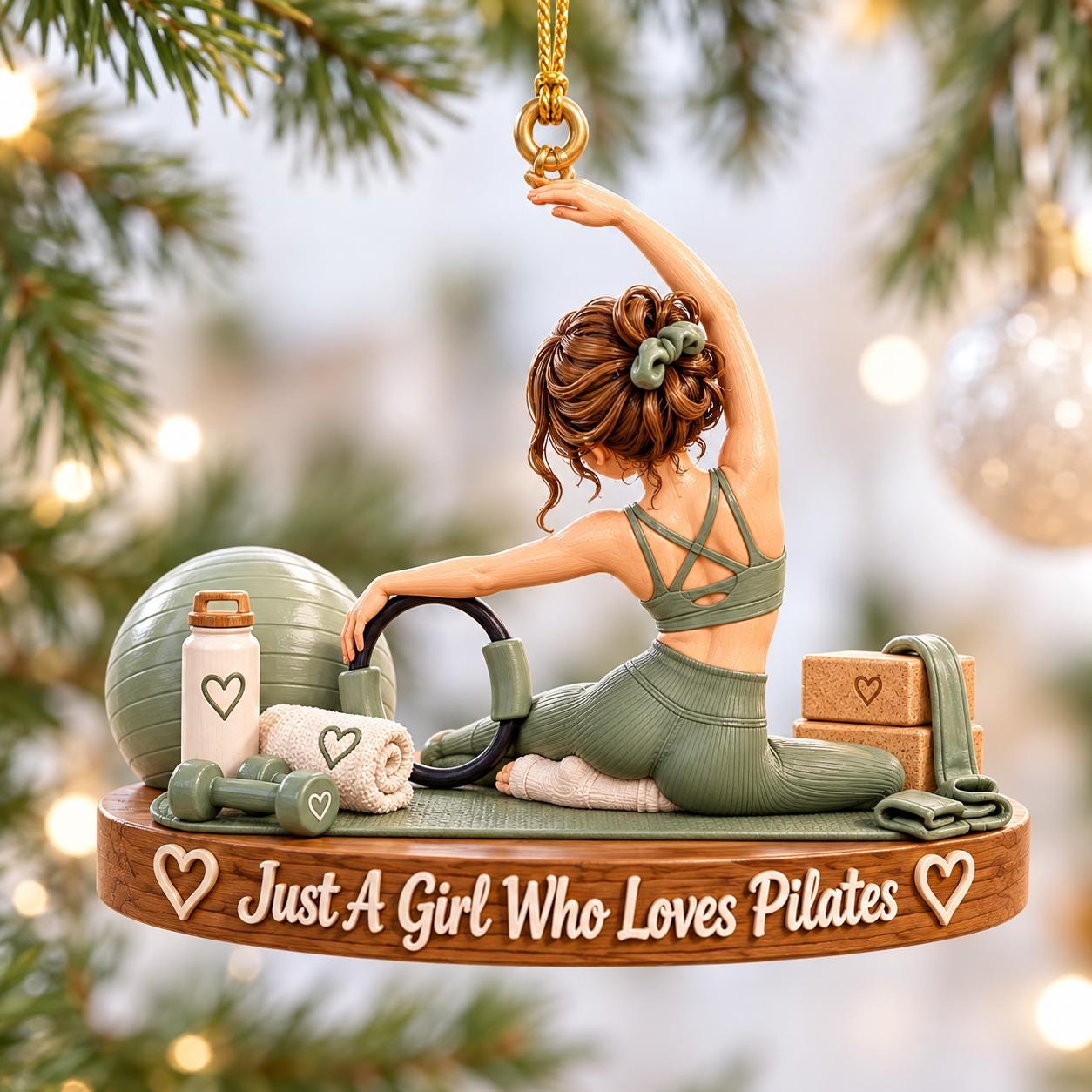 Personalized Pilates Girl Acrylic Ornament, Just A Girl Who Loves Pilates
