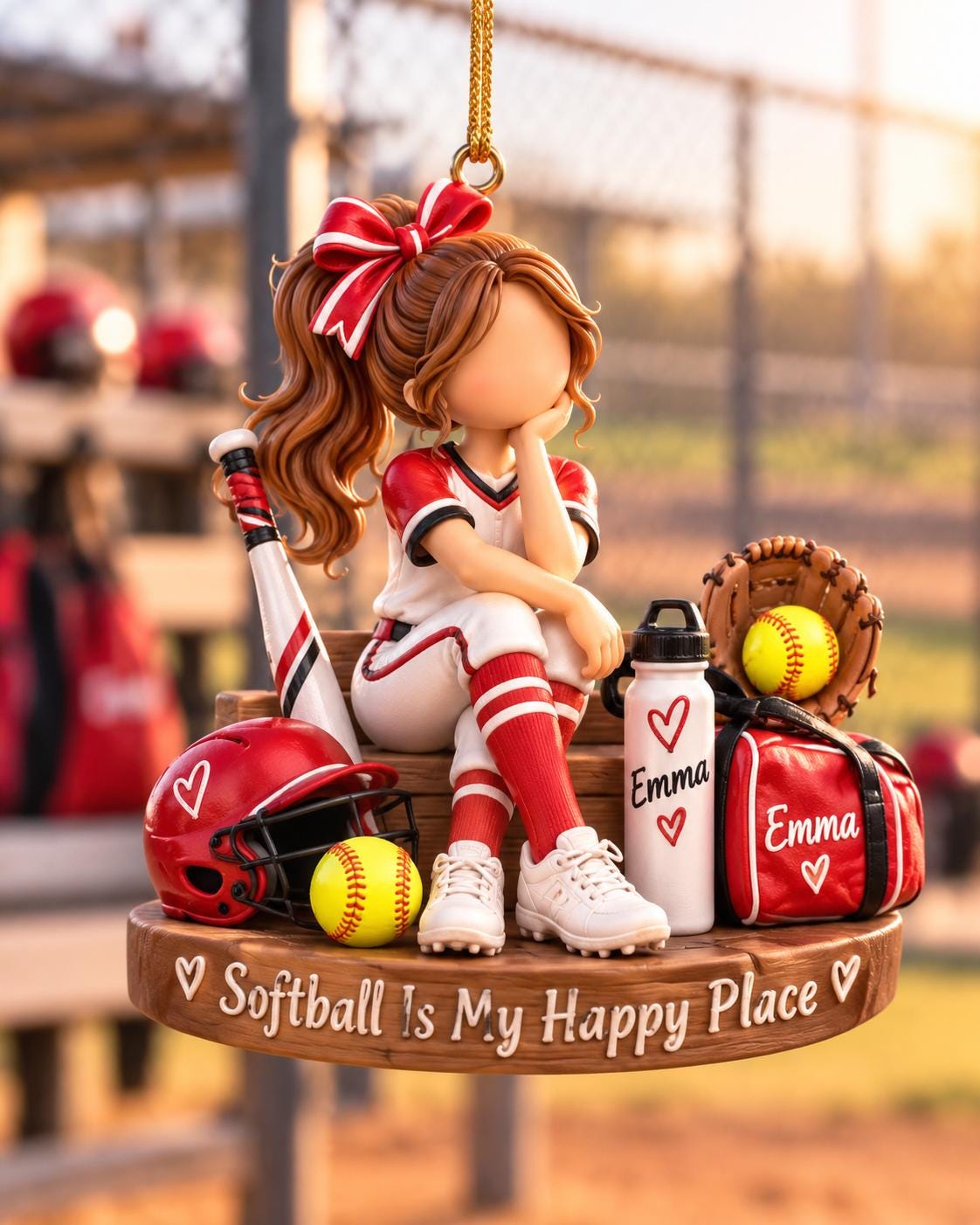 Personalized Softball Girl Ornament, Custom Christmas Team Keepsake