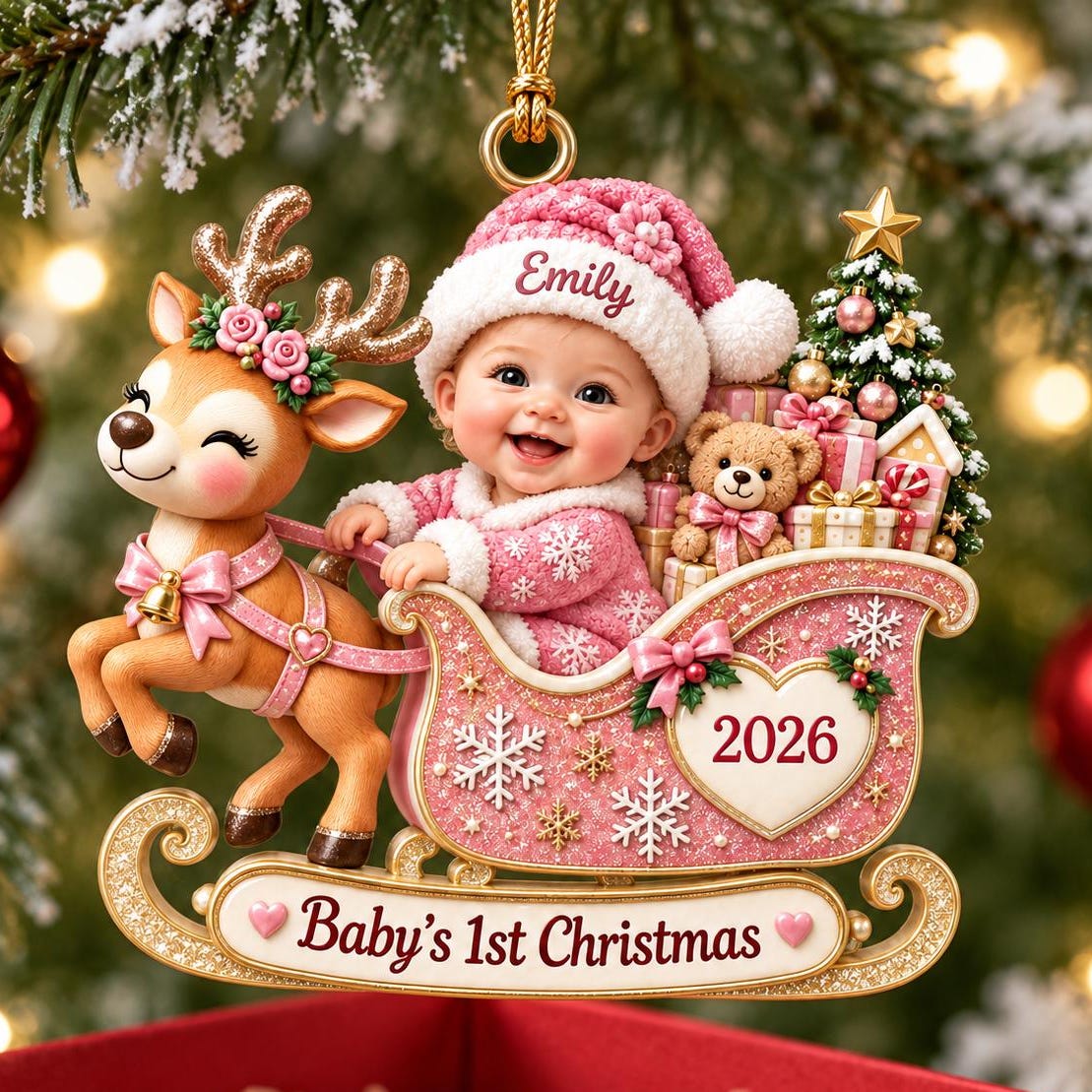 Personalized Baby’s First Christmas Ornament, Custom Photo Keepsake