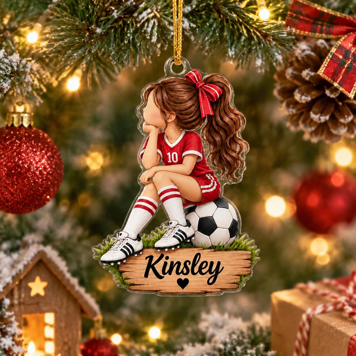 Personalized Soccer Girl Ornament, Custom Name Soccer Player Gift for Girls