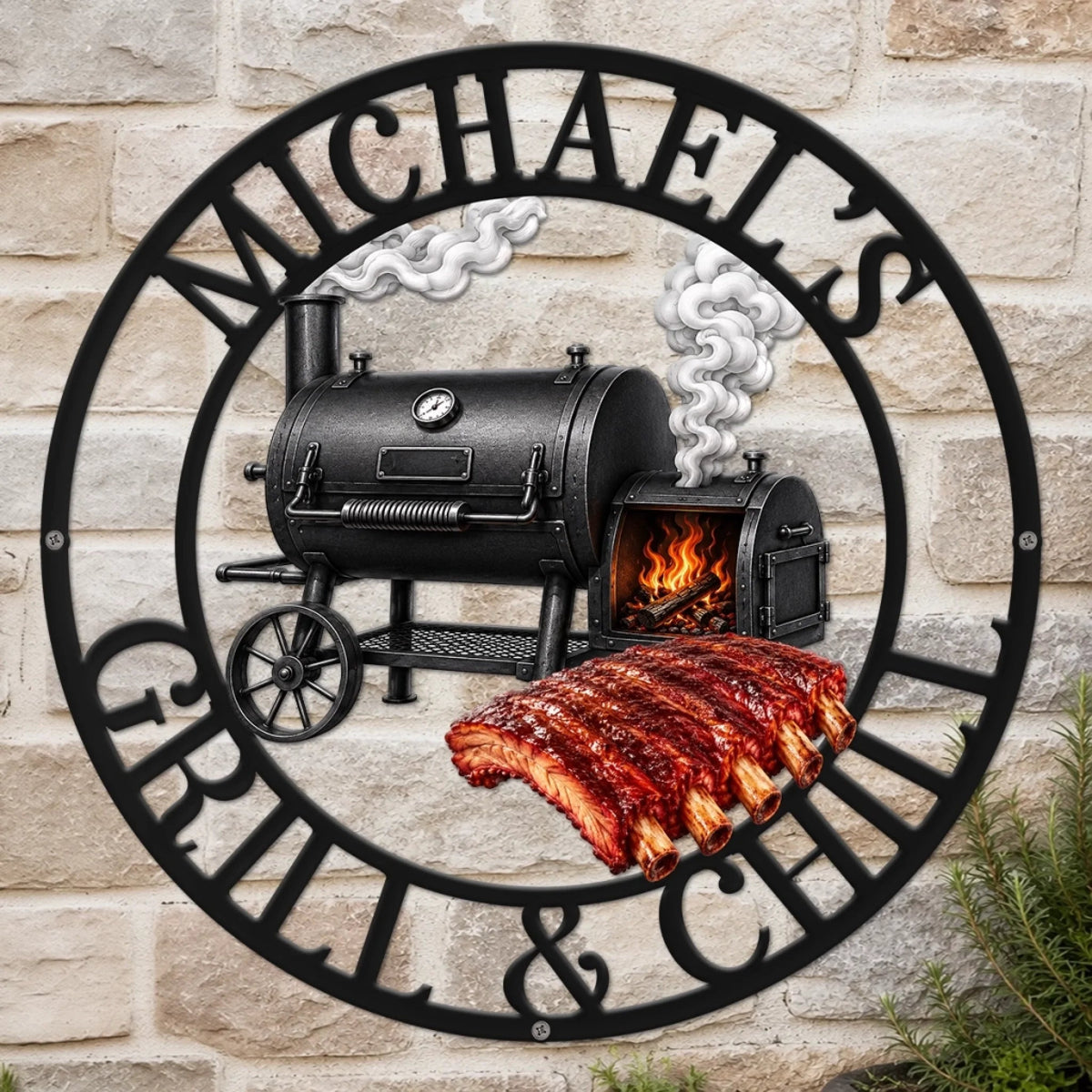Custom BBQ Shaped Metal Sign - Personalized Grilling Gifts For BBQ Lovers