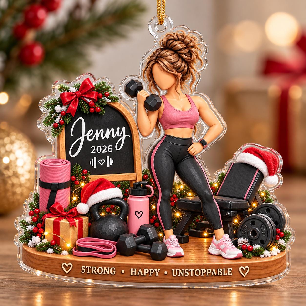 Personalized Gym Girl Christmas Ornament, Just A Girl Who Loves Fitness