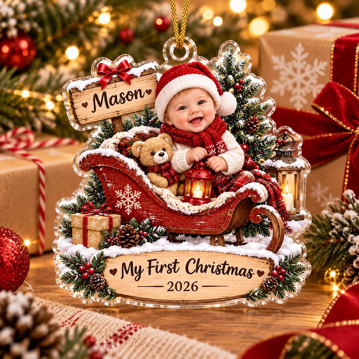 Personalized Baby’s First Christmas Ornament, Custom Photo Ornament