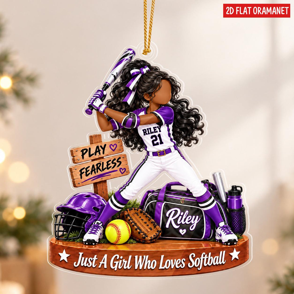 Personalized Softball Girl Ornament, Just A Girl Who Loves Softball