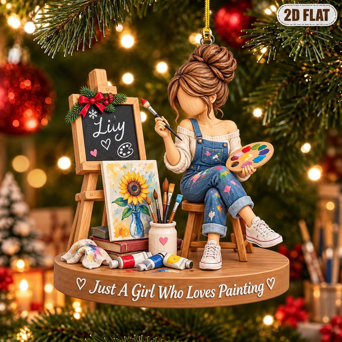 Personalized Artist Christmas Ornament, Custom Name Painter Holiday Keepsake