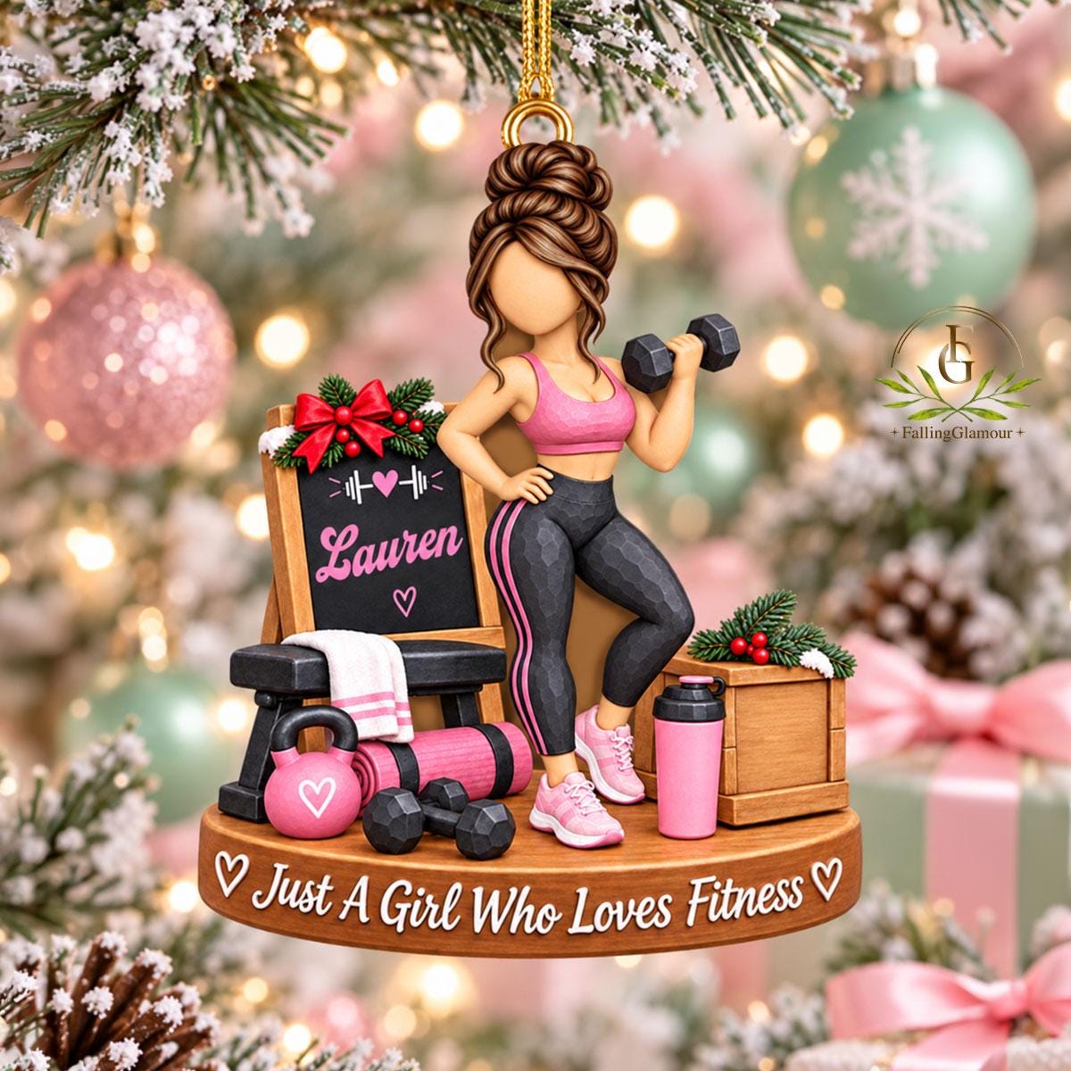 Personalized Fitness Gym Girl Ornament, Just A Girl Who Loves Fitness Acrylic Ornament
