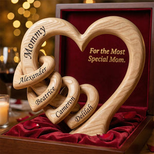 Mommy Heart Wood Plaque - Personalized Gifts For Mother's Day